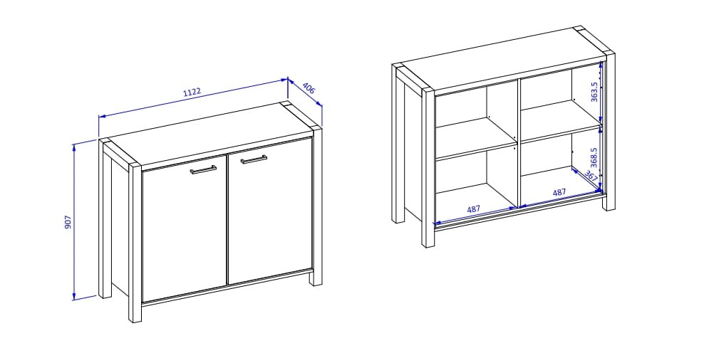 Komoda AKTIV Szerokość 112 cm dąb taurus / czarny Helvetia Meble 24TWLK45 Nowoczesna Tradycyjna Do salonu