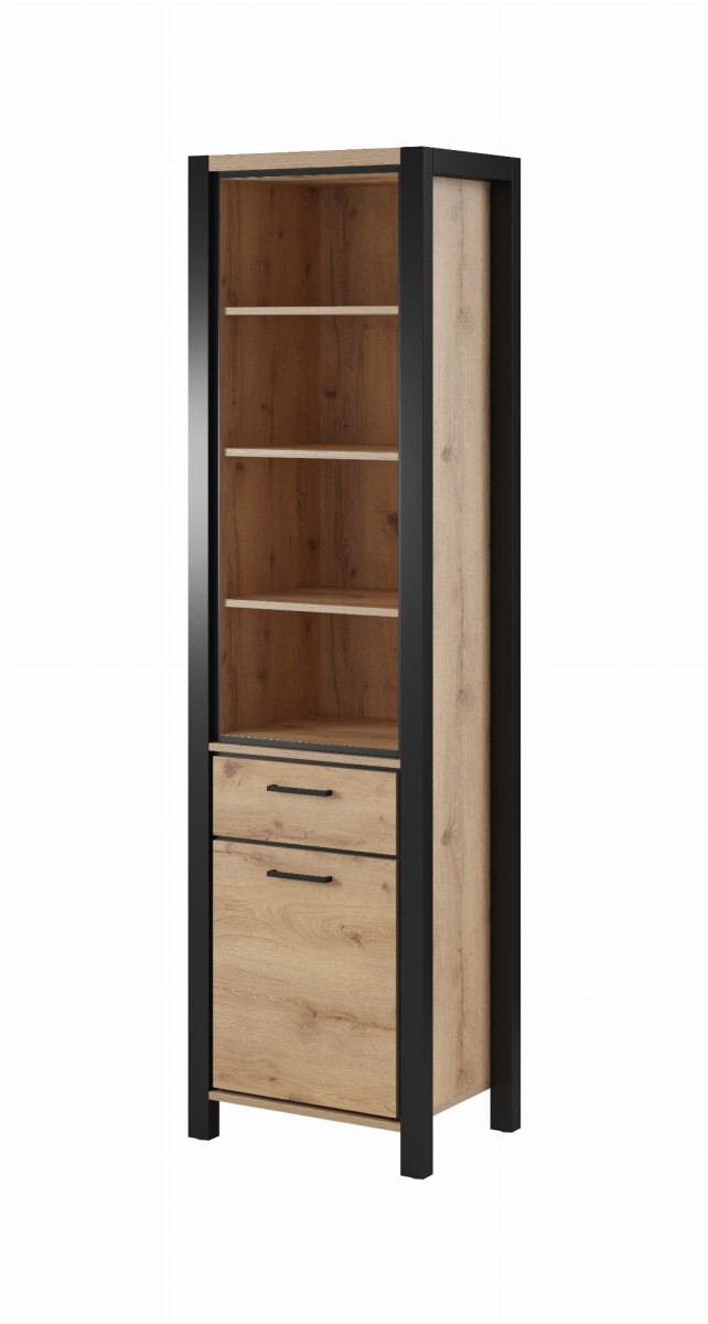Meblościanka AKTIV dąb taurus / czarny Helvetia Meble 24TWLK05 87 x2 41 Nowoczesna Tradycyjna Do salonu