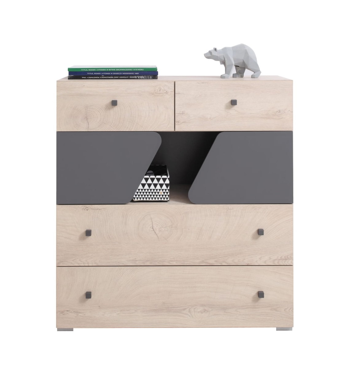 Komoda DELTA Szerokość 90 cm dąb / antracyt Meblar DL10 Tradycyjna Do salon