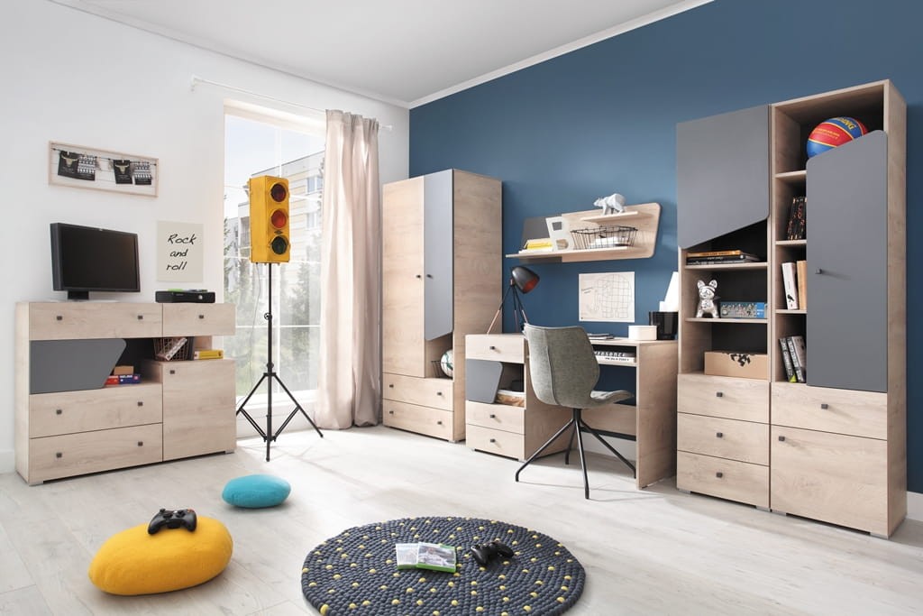 Zestaw mebli C DELTA dąb / antracyt Meblar System C Tradycyjna Do salonu