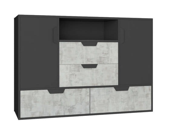Komoda NANO Szerokość 120 cm grafit / enigma Meblar System 7 Tradycyjna Do salonu