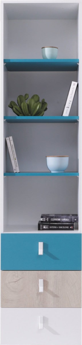 Regał Planet Szerokość 45 cm biały lux / dąb / morski Meblar System 6 Tradycyjna Do salonu