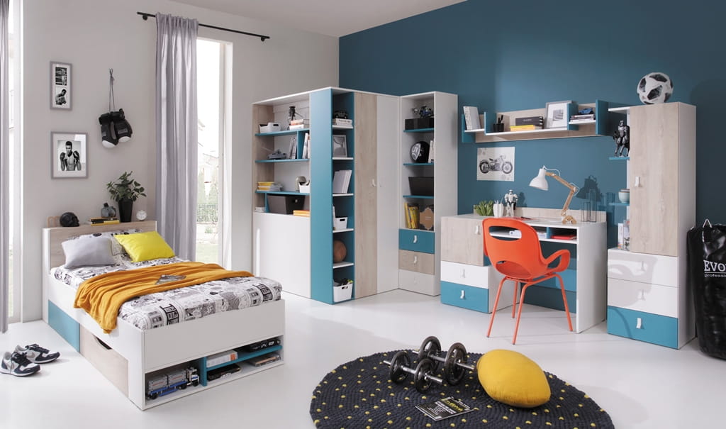 Półka wisząca Planet Szerokość 125 cm biały lux / dąb / morski Meblar System 13 Tradycyjna Do salonu