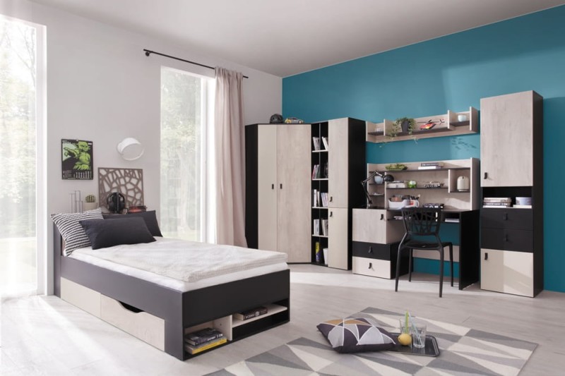 Komoda Planet Szerokość 110 cm czarny / dąb / beż Meblar System 8 Tradycyjna Do salonu