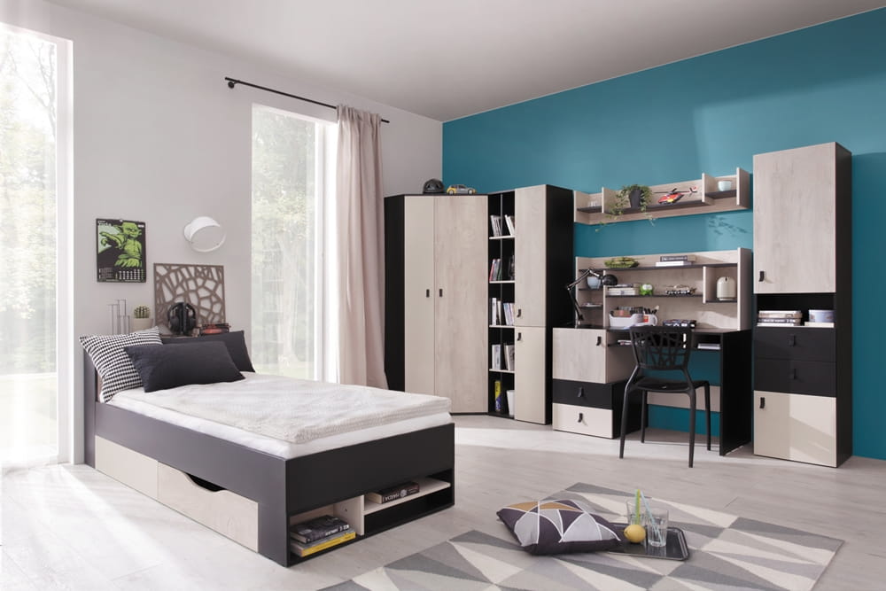 Biurko Planet Szerokość 125 cm czarny / dąb / beż Meblar System 9