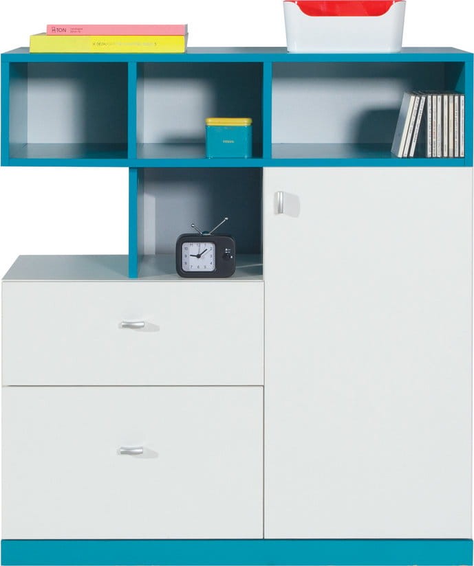Komoda Mobi Szerokość 90 cm biały / turkus Meblar System 9