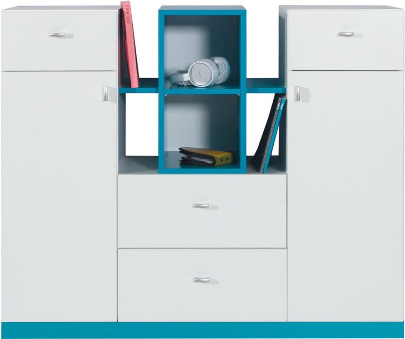 Komoda Mobi Szerokość 120 cm biały / turkus Meblar System 10 Tradycyjna Do salonu