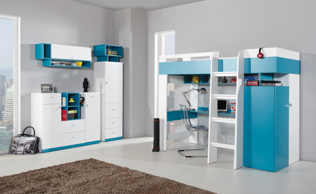 Komoda Mobi Szerokość 120 cm biały / turkus Meblar System 10 Tradycyjna Do salonu
