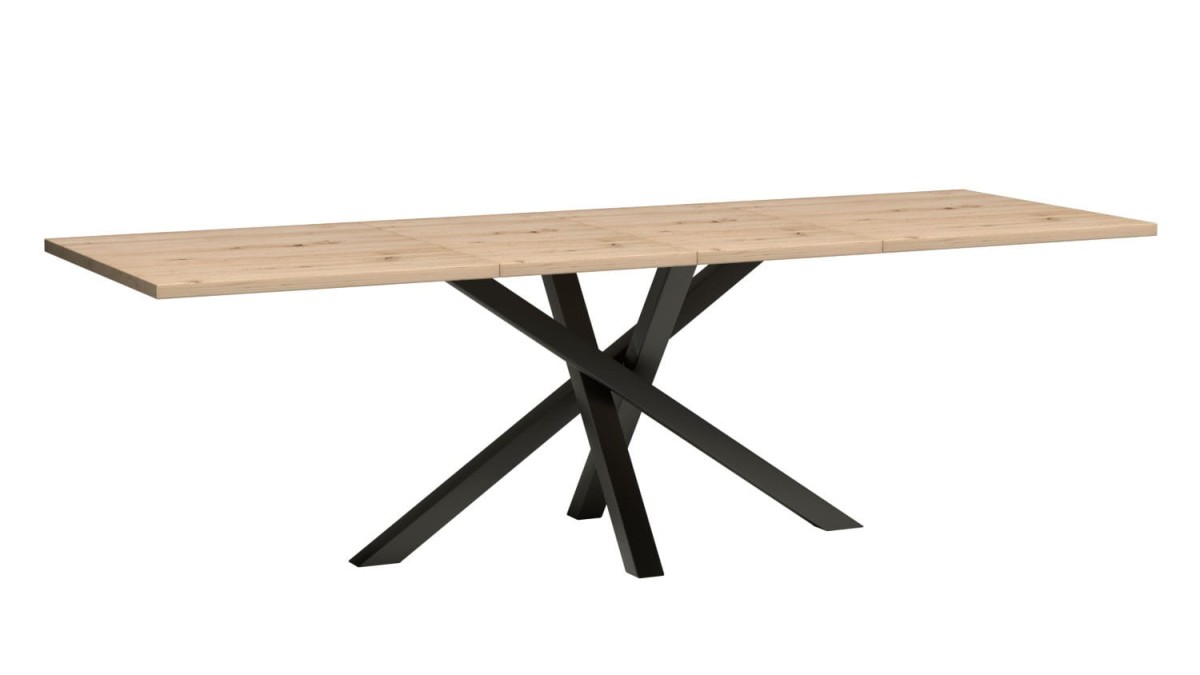 Stół KALI Rozkładany 160 - 260 cm Nowoczesny Do Jadalni Salonu Styl Loft Metalowe Czarne Nogi X Dąb Artisan Blat.jpg