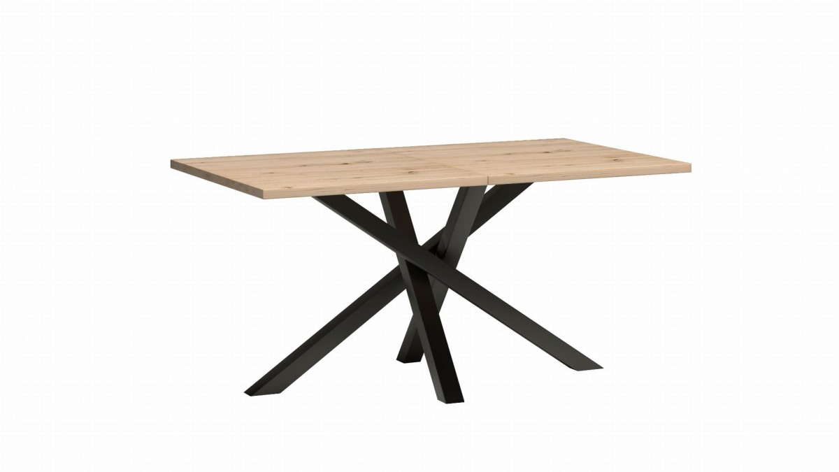 Stół KALI Rozkładany 160 - 90  260 cm Nowoczesny Do Jadalni Salonu Styl Loft Metalowe Czarne Nogi X Dąb Artisan Blat .jpg