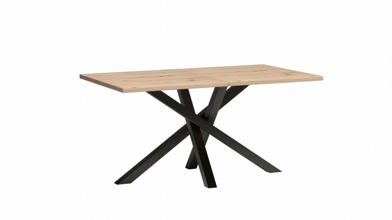 Stół KALI Rozkładany 160 - 90  260 cm Nowoczesny Do Jadalni Salonu Styl Loft Metalowe Czarne Nogi X Dąb Artisan Blat .jpg