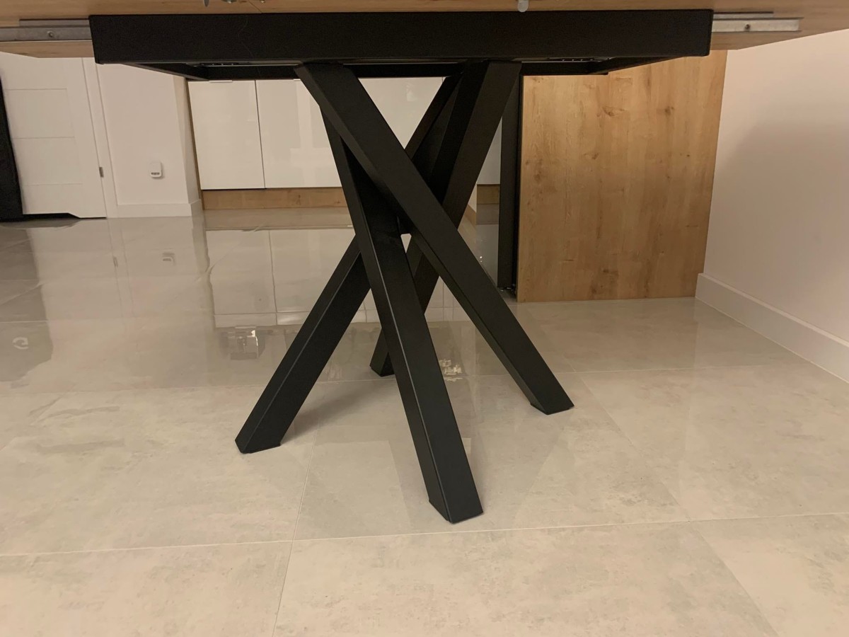 Stół KALI Rozkładany 120 - 160 cm Nowoczesny Do Jadalni Salonu Styl Loft MEtalowe Czarne Nogi X.jpg