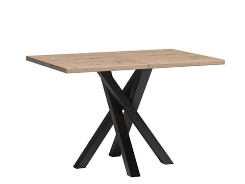 Stół KALI Rozkładany 120 - 160 cm Nowoczesny Do Jadalni Salonu Styl Loft MEtalowe Czarne Nogi X Dąb Artisan Blat.jpg