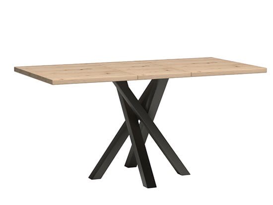 Stół KALI Rozkładany 120 - 160 cm Nowoczesny Do Jadalni Salonu Styl Loft MEtalowe Czarne Nogi X Dąb Artisan Blat Wstawka.jpg