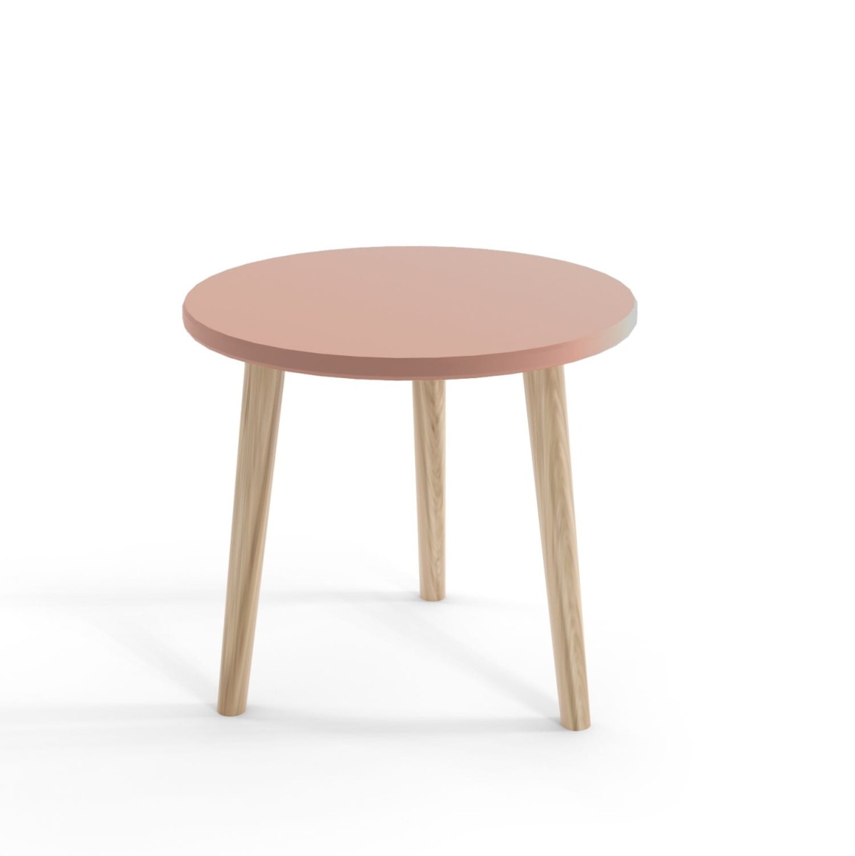 Stolik BALI Do Salonu Pokoju Okrągły w Stylu Skandynawskim BOHO Szerokość 60 cm Różowy Wysokie Drewniane Nóżki Nowoczesny.jpg