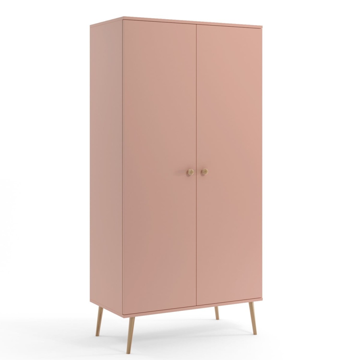 Szafa BALI Półka Drążek Do Salonu Pokoju w Stylu Skandynawskim BOHO Szerokość 100 cm Różowa Wysokie Drewniane Nóżki Oryginalne Uchwyty Jutowe Nowoczesna.jpg