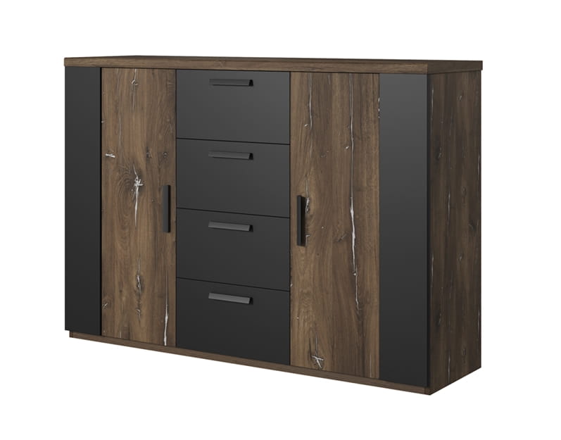 Sypialnia SIGMA Dąb flagstaf ze stalową nitką / Czarny supermat Helvetia Meble 24FSLI26 22 18 51 Meble Sypialnia Nowoczesne Tradycyjne Do Sypialni