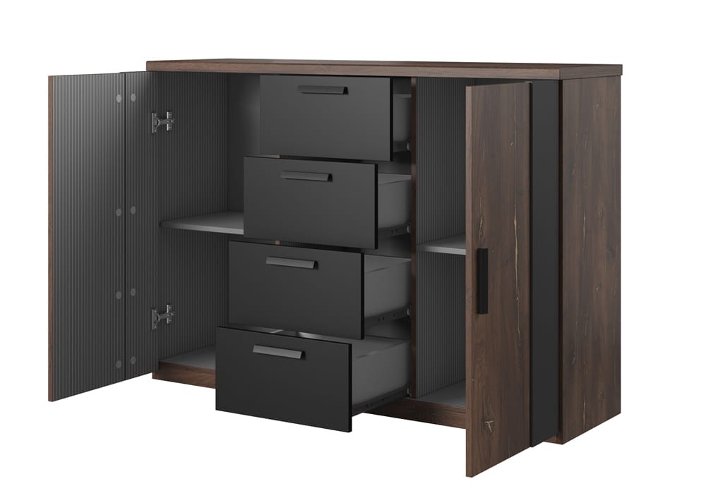 Sypialnia SIGMA Dąb flagstaf z miedzianą nitką / Czarny supermat Helvetia Meble 24FWLI26 22 18 51 Meble Sypialnia Nowoczesne Tradycyjne Do Sypialni