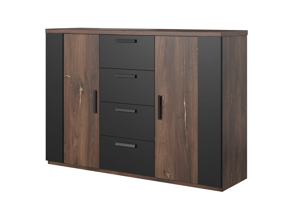 Sypialnia SIGMA Dąb flagstaf z miedzianą nitką / Czarny supermat Helvetia Meble 24FWLI26 22 18 52 Meble Sypialnia Nowoczesne Tradycyjne Do Sypialni