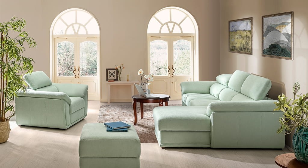 Narożnik CADIZ 2 Do Salonu Funkcja Spania Pojemnik Regulowany Zagłówek Sprężyna Falista Bonell