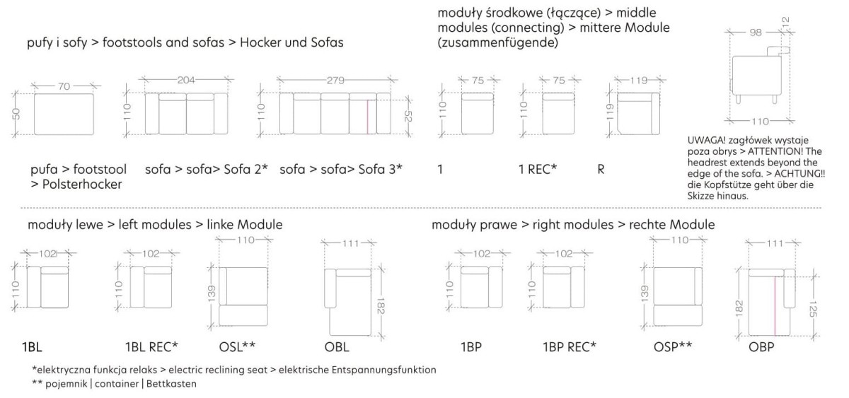 Zdjęcie Wymiarów Kolekcja GRAPPA