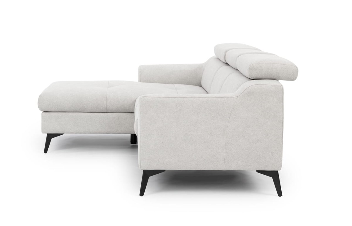 Komfortowy Nowoczesny Narożnik PESCARA z Regulowanymi Zagłówkami na Białym Tle