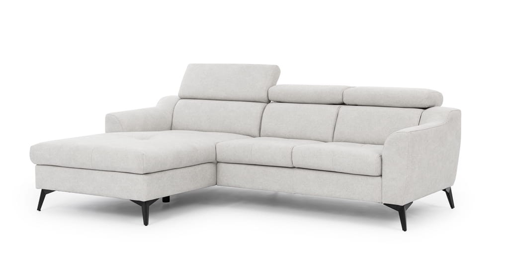 Komfortowy Narożnik PESCARA z Regulowanymi Zagłówkami na Białym Tle