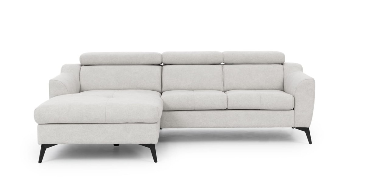 Lewostronny Nowoczesny Narożnik PESCARA z Regulowanymi Zagłówkami