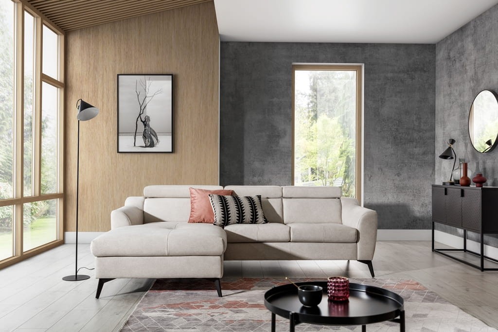 Lewostronny Narożnik PESCARA z Regulowanymi Zagłówkami do Salonu