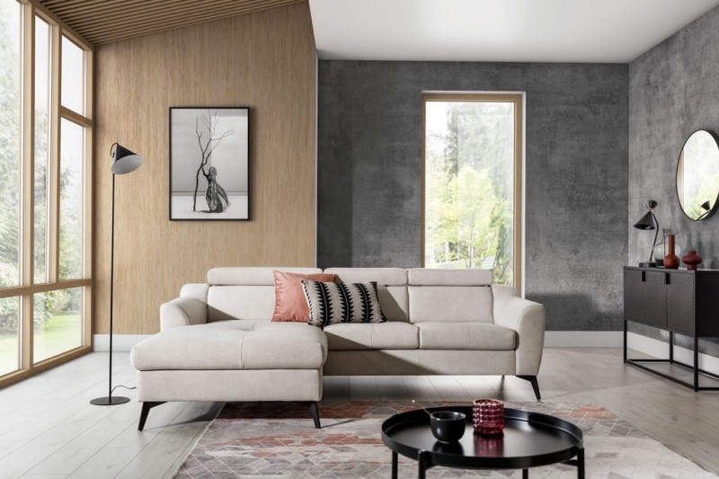 Lewostronny Narożnik PESCARA z Regulowanymi Zagłówkami do Salonu