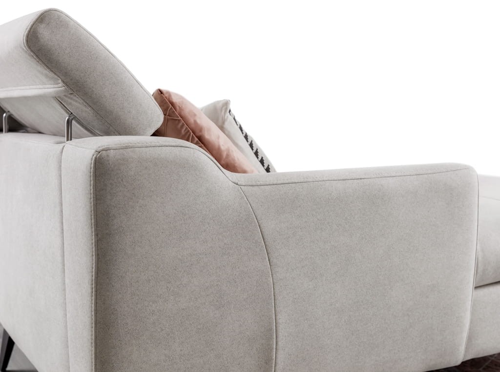 Zdjęcie Prezentujące Tkaninę w Narożniku PESCARA z Regulowanymi Zagłówkami