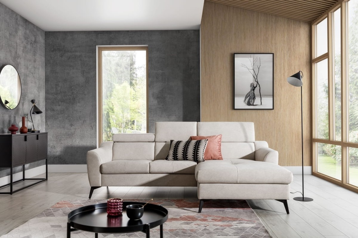 Prawostronny Narożnik PESCARA z Regulowanymi Zagłówkami do Salonu