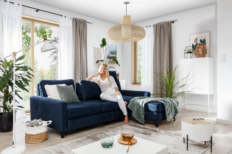 Wygodny Narożnik NAVE 1 z Funkcją Spania Zdjęcie w Salonie lifestyle 2