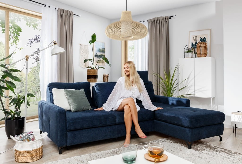 Stylowy Narożnik NAVE 1 z Funkcją Spania Zdjęcie w Salonie lifestyle 4