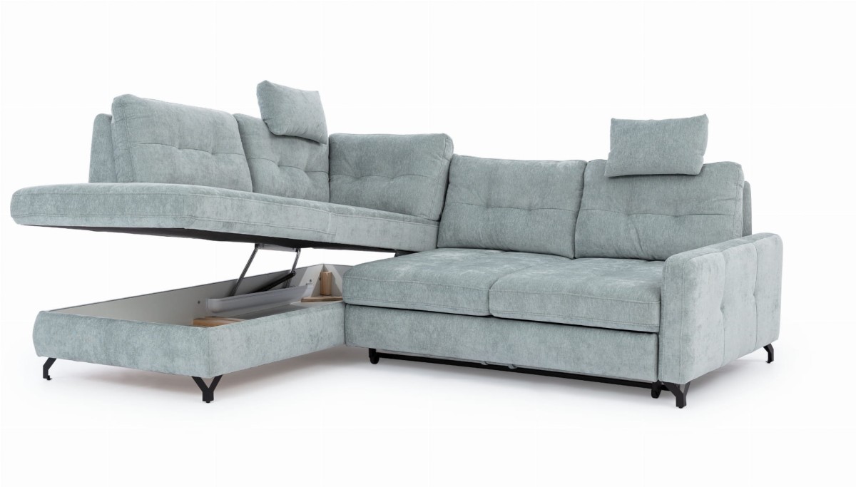 Narożnik NAVE 2 Zdjęcie Prezentujące Otwarty Pojemnik na Pościel