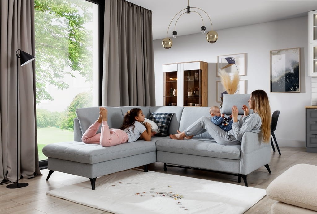 Wygodny Narożnik 218 cm LUKKA 1 z Funkcją Spania Zdjęcie w Salonie lifestyle 2