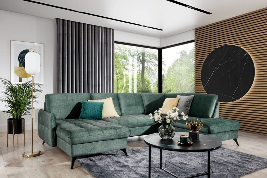 Lewostronny Nowoczesny Narożnik 330 cm LUKKA 4 z Funkcją Spania do Salonu