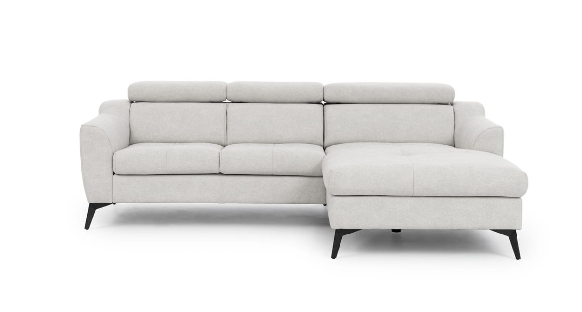 Prawostronny Nowoczesny Narożnik PESCARA z Regulowanymi Zagłówkami