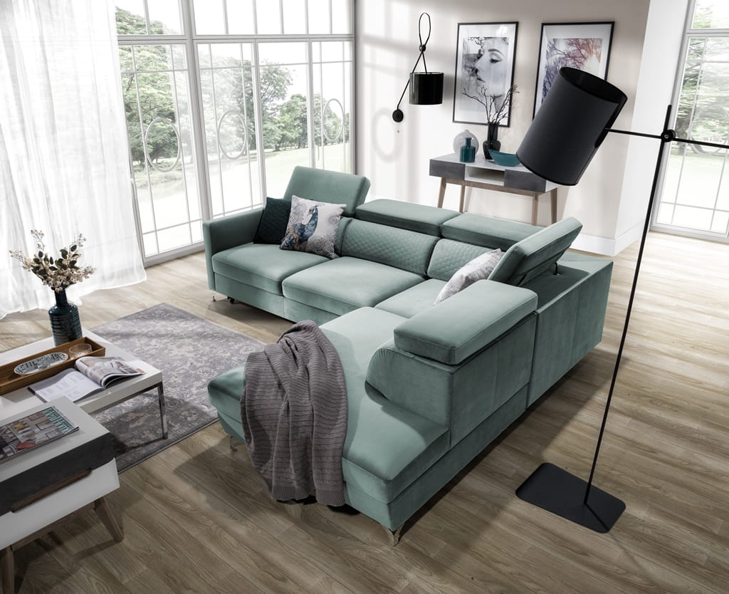 Narożnik 2 MAROZZO 265 cm z Funkcją Spania i Pojemnikiem na Pościel