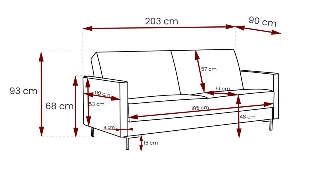 Wersalka SOLVO A Do Salonu Pokoju Funkcja Spania wymiary