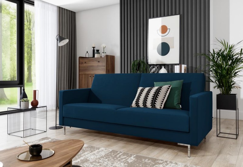 Wersalka SOLVO A Do Salonu Pokoju  Granatowa Modone 17038 nóżki chrom.jpg