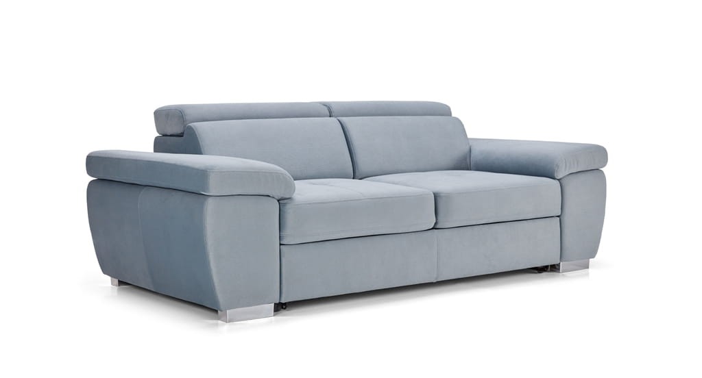 Dwuosobowa Szara Sofa 2 ROSSO 185 cm z Funkcją Spania do Salonu Widok od Boku