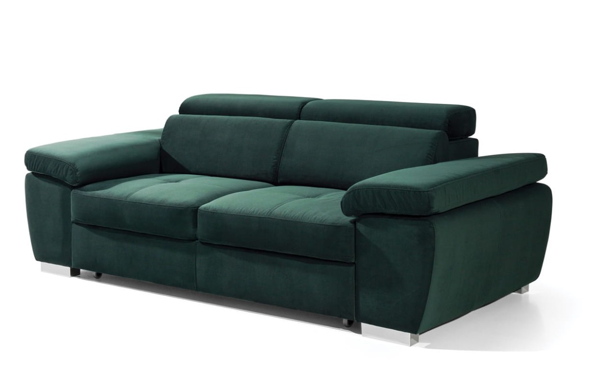 Dwuosobowa Sofa 2 ROSSO 185 cm w Kolorze Butelkowej Zieleni z Funkcją Spania do Salonu