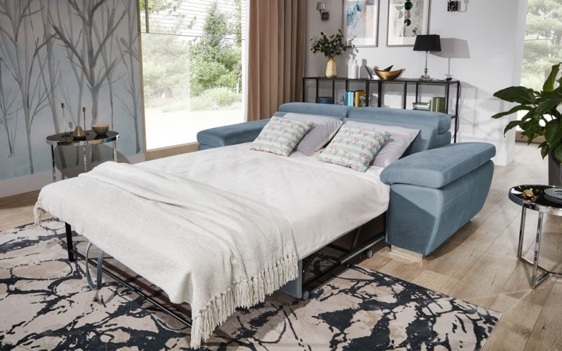 Zdjęcie Prezentujące Rozłożoną Funkcję Spania w Trzyosobowej Sofie 3 ROSSO 216 cm