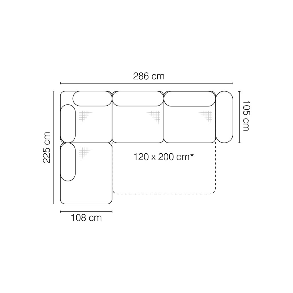 Zdjęcie Wymiarów Narożnik 1 ROSSO 286 cm