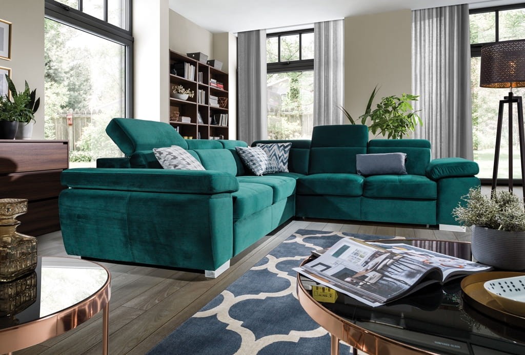 Narożnik 2 ROSSO 286 cm z Funkcją Spania i Pojemnikiem na Pościel