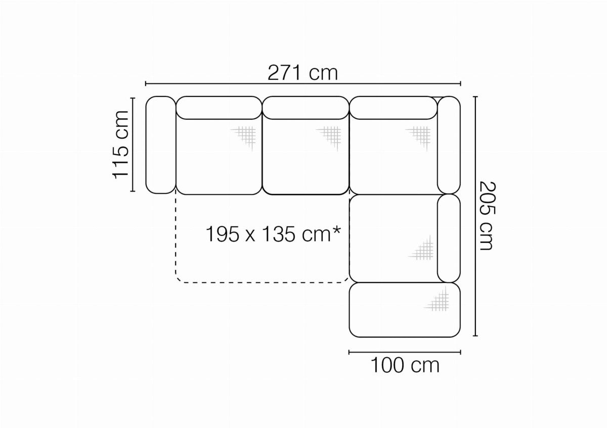 Zdjęcie Wymiarów Narożnik 2 CREMONA 275 cm