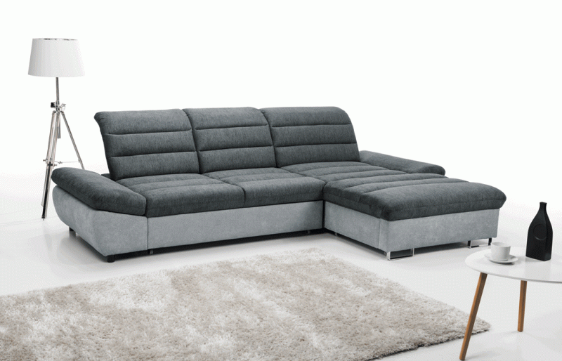 Narożnik 1 ROMA 310 cm z Funkcją Spania i Pojemnikiem na Pościel w Minimalistycznej Aranżacji