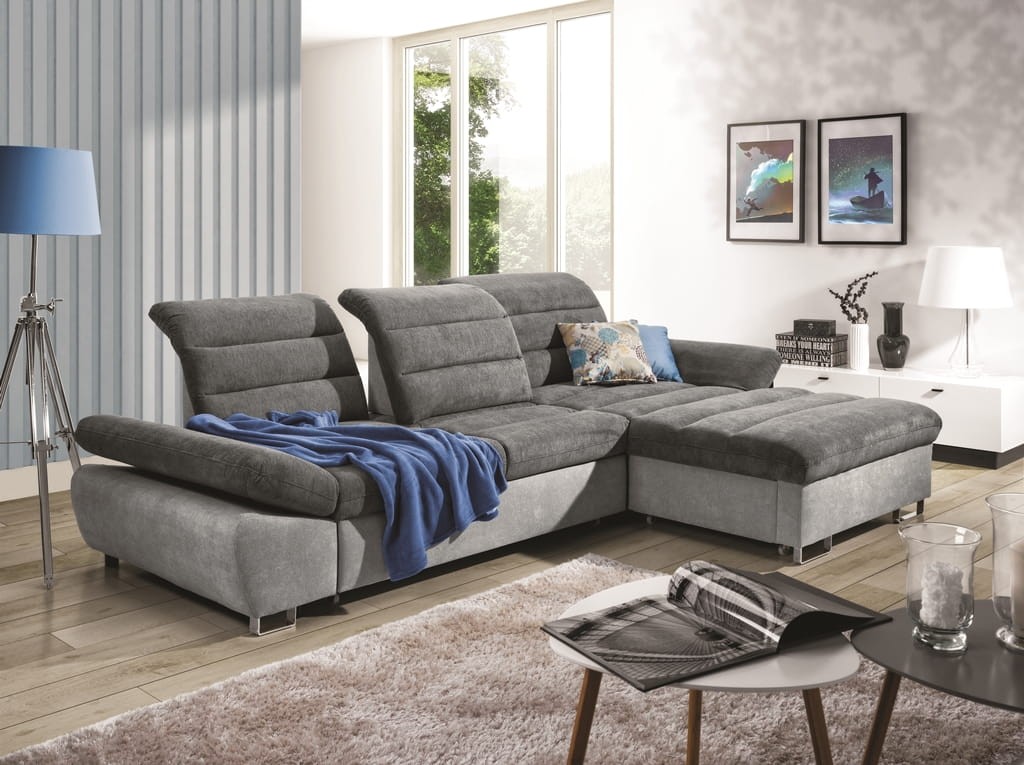 Narożnik 1 ROMA 310 cm z Funkcją Spania i Pojemnikiem na Pościel w Salonie