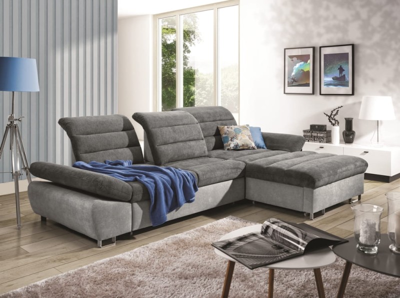 Narożnik 1 ROMA 310 cm z Funkcją Spania i Pojemnikiem na Pościel w Salonie